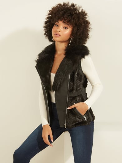 guess fur vest