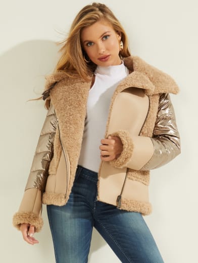 guess dessie faux fur jacket