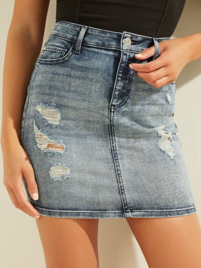 guess denim pencil skirt