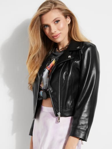 guess women's leather jacket