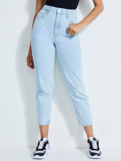 light blue mom jeans high waisted