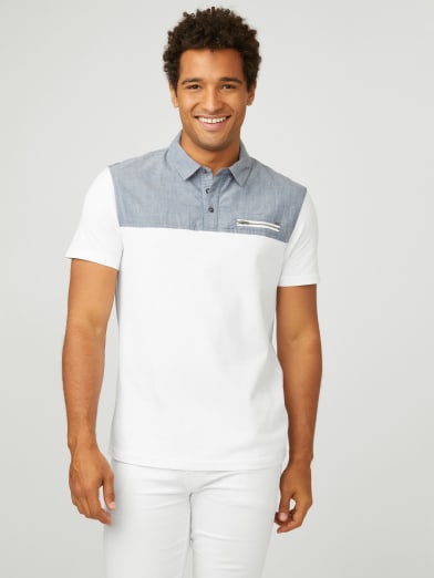 GUESS Factory Mens Wisler Contrast-Panel Polo 