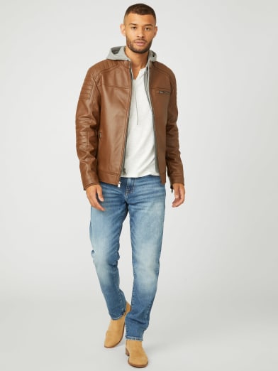 Guess leather biker jacket clearance