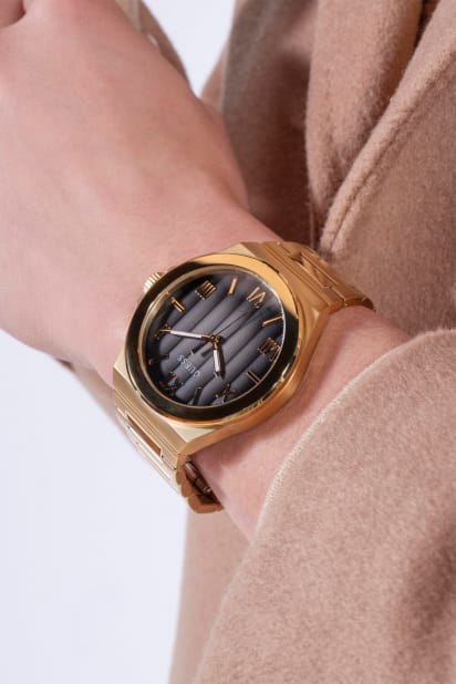 Guess Orologio cronografo al Quarzo Uoo con Cinturino in Acciaio