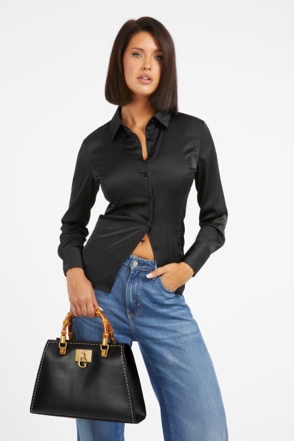 Bolso de mano Stephi con asas de bambú Mujer | GUESS® Colecciones