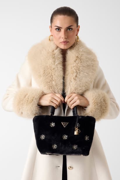 Shaida yapay kürk mini el çantası Kadın | GUESS® Geçmiş Koleksiyonlar