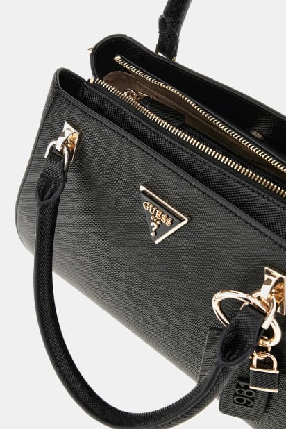 GUESS Noelle Handtasche – Elegante Schultertasche Aus Ecopelz In Schwarz Mit Golddetails