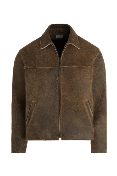 GUESS USAブラウン クラックレザージャケット GUESS USA Brown Crackle Leather Jacket GUESS