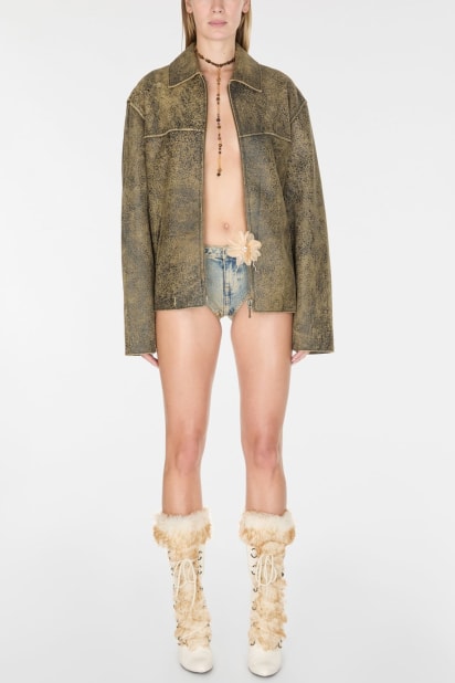 GUESS® Crackled leather jacket