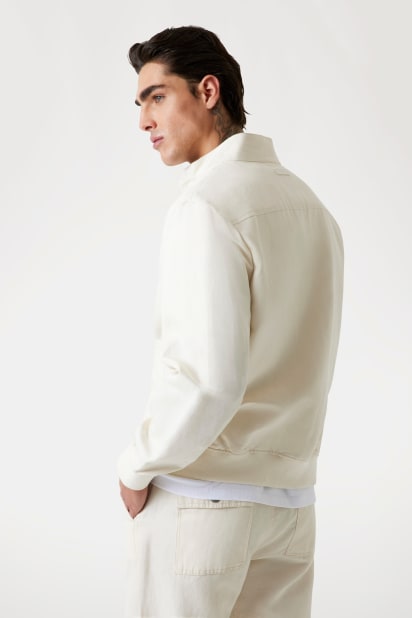Linen-blend Harrington jacket Men | GUESS® Past Collections