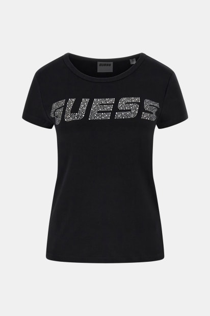 GUESS® Rhinestone logo tişört Kadın