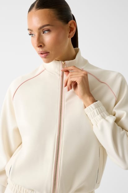 【ホワイト(G1O6)】GUESS スウェット(W)FULL Zip Sweater GUESS® High neck full-zip sweater Women