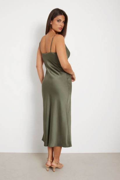 slim fit dress slacks Open-Back A-Line Mini Dress in Olive Green - 4 main image 1