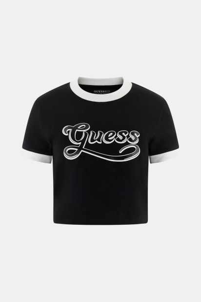 Crop kesim boxy logolu t-shirt Kadın | GUESS® Geçmiş Koleksiyonlar