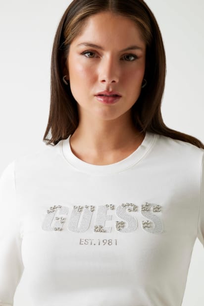 GUESS® Rhinestone front logo T-shirt