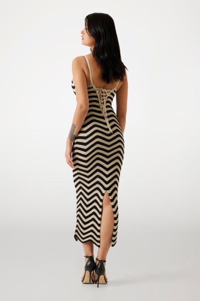 chinese dress ladies Fuchsia And Teal Chevron Maxi Dress main image 1