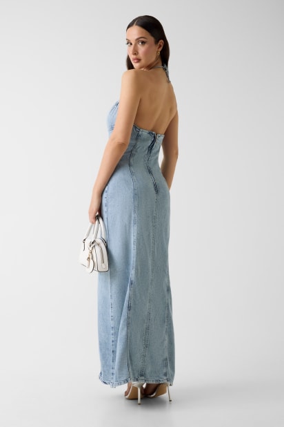 chinese dress ladies Guess Jeans Lace Up Denim Dress (M)  Holy Thrift