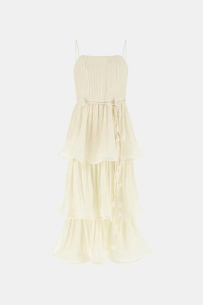 GUESS® Chiffon flounced midi dress Women