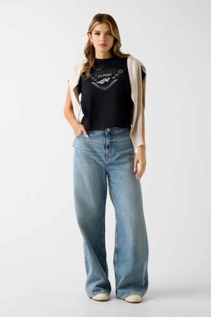 GUESS® Rhinestones t-shirt Kadın