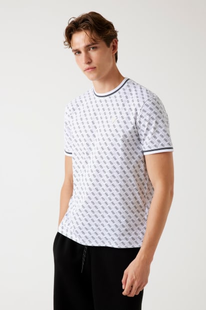 Maglietta Uomo GUESS Logo Originale CN LS – Maniche Lunghe, Cotone, Colletto Vicino Al Collo, Nero