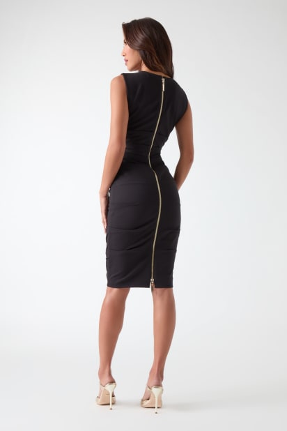 slim fit dress slacks Black Aurelie Full Zip Mini Dress main image 1
