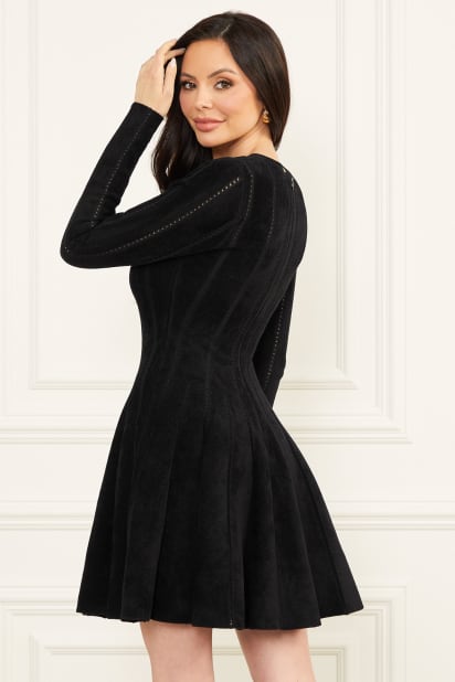 black mesh mini dress long sleeve Kenaya Halter Mesh Corset Long Sleeve Dress