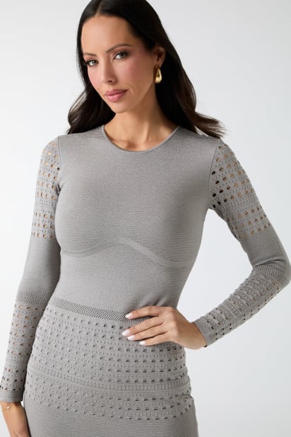 MARCIANO by GUESS Henley Long-Sleeve Sweater Dress