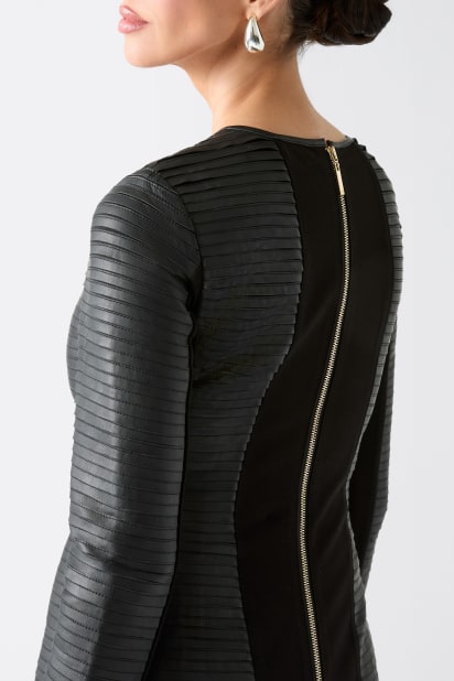 strapless open back dress Thml Faux Leather Pleated Midi Dress Black / Small main image 1