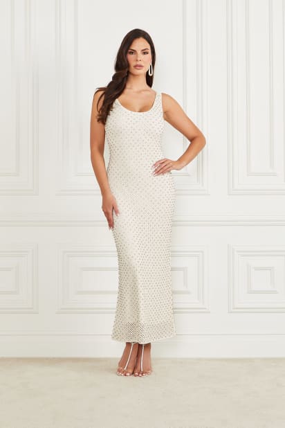 MARCIANO Marylin Sequin Dress, White Size Unknown