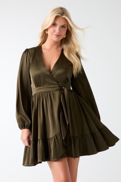 Marciano Betty Blue Wrap Dress for Women, Green, 100% Polyester