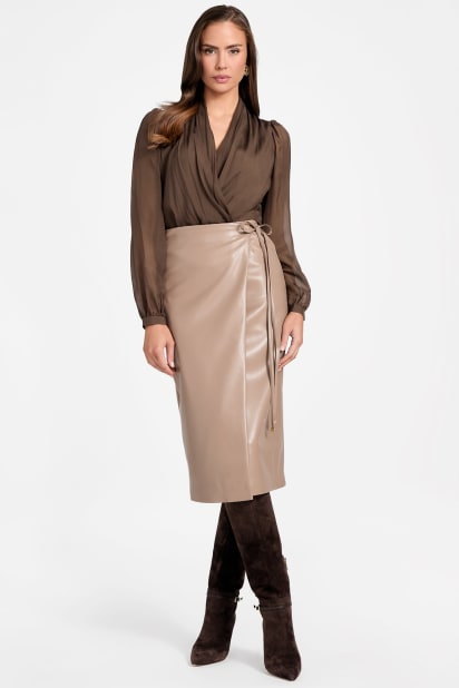 MARCIANO by GUESS® Gladys Faux-Leather Wrap Skirt