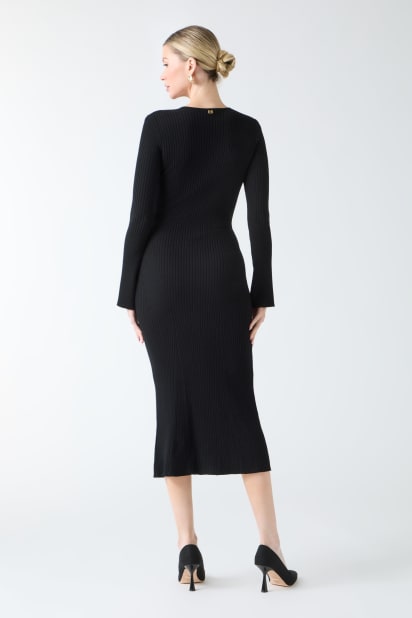 MARCIANO by GUESS Agathe Ribbed Long-Sleeve Midi Dress