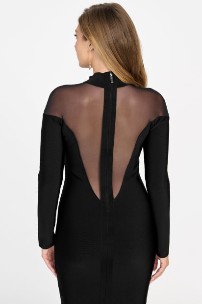long sleeve bodycon bandage dress Nicoleta Black Long Sleeve Bandage Midi Dress