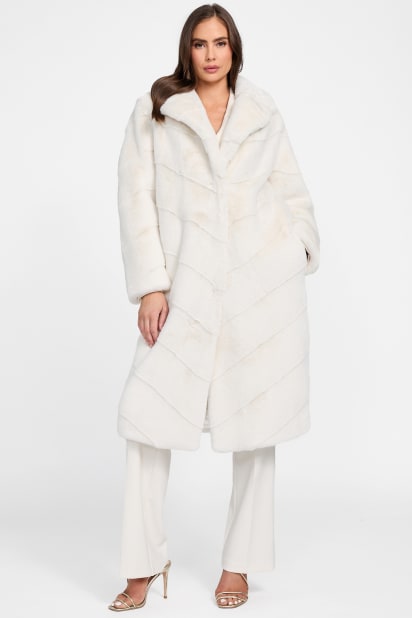 yukka　JOSEPH ホワイトコート MARCIANO by GUESS® Maya Longline Faux-Fur Coat