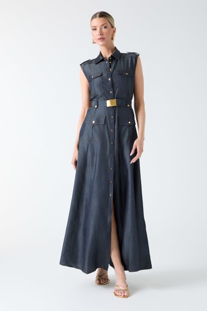fitted lace wedding dress 'Bailey' Denim Overall Dress, 2X / Vintage Wash main image 0