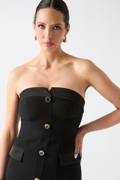 bustier corset top dress Strapless Bustier Dress With Hotfix Crystal Embellished Corset