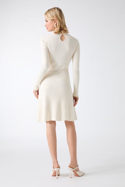 chinese dress ladies Ribbed Knit Tie-Front Mini Sweater Dress main image 1