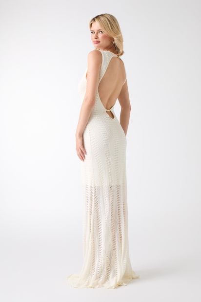 lace top flowy bottom wedding dress Cheap A-line Lace Top Backless Bridal Dresses Long Beach Wedding Dress,  MW104 main image 1
