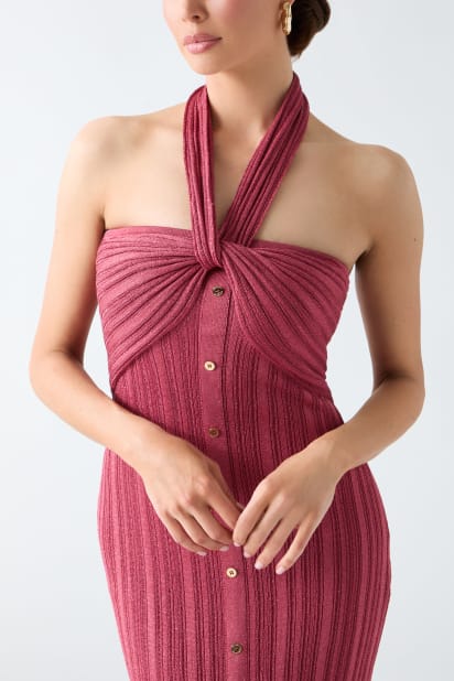 criss cross halter dress white White Cross Front Halter Maxi Dress – SheKnowsBoutique main image 0