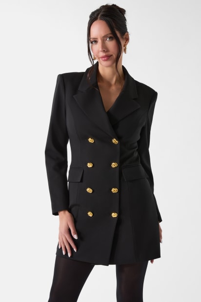 MARCIANO Well Suited Blazer Dress for Women, Black, Size 46