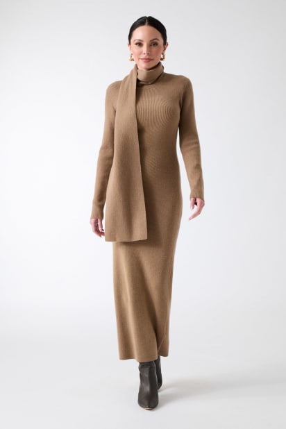 MARCIANO Cashmere-Blend Sweater Dress for Women, Beige, Size 44