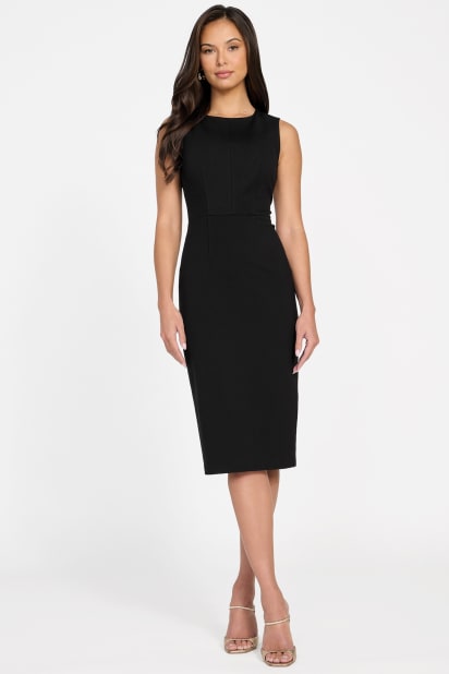 slim fit dress slacks Women's Sleeveless Midi Lbd with Multiple Gold Zippers Black 4 / Black main image 1