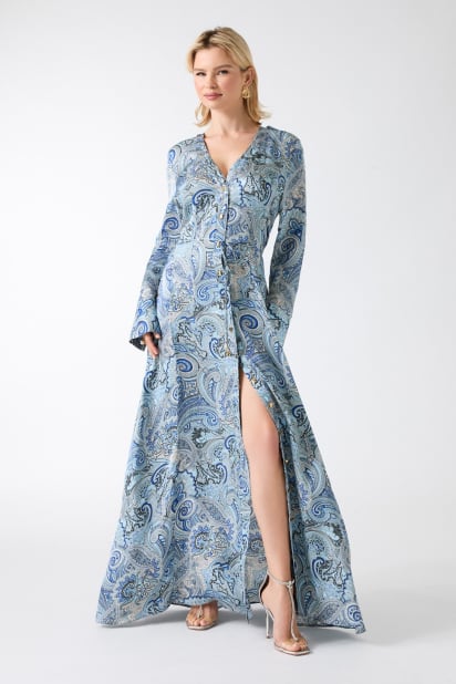 chinese dress ladies Long Dress GUESS Printed Blue Woman W2GK58 WE550 P7BJ main image 1