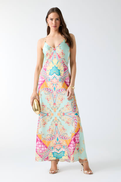 chinese dress ladies MARCIANO BY GUESS NEW GRENADA AMAZONIA MAXI DRESS DAYDREAM | Online Outlet