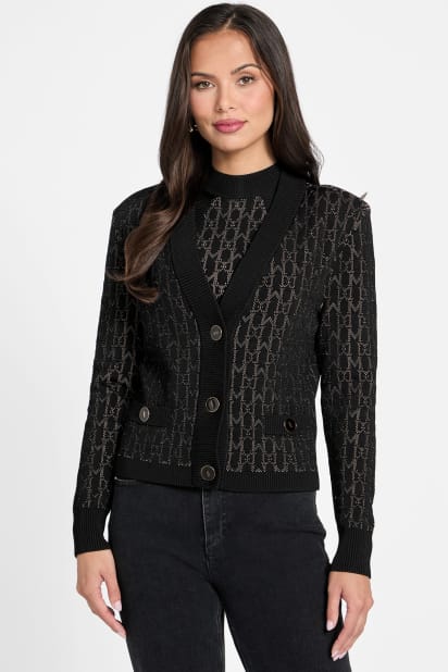 giugiu ジュウジュウ　リブニット　ブラック MARCIANO by GUESS® Janet Ribbed Sweater Top