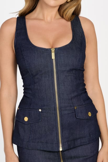 MARCIANO by GUESS® Denim Zip Corset Top