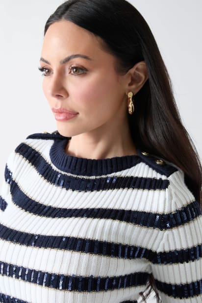MARCIANO by GUESS Marciano Striped Sequin Sweater Dress