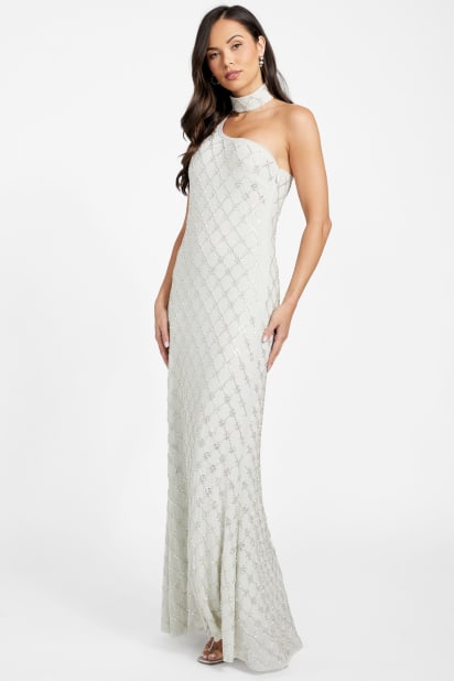 knee length dresses for ladies Diamond Crochet Button Maxi Dress main image 1