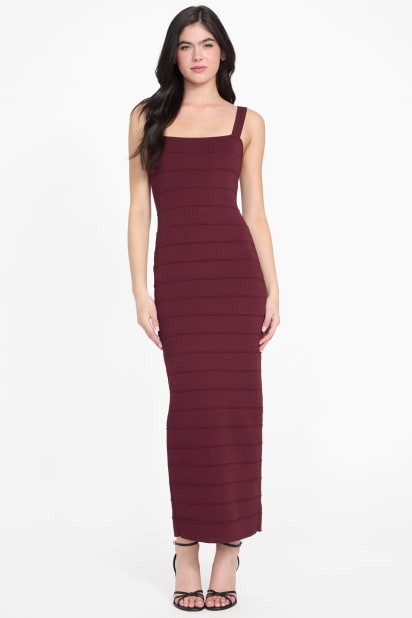 burgundy bandage midi dress Angel Sleeve Mesh Frill Wrap Maxi Dress, Burgundy Floral – Jolie Moi Retail main image 0
