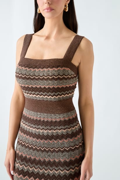 knitted lurex dress Leah Crochet Knit Maxi Dress - Lurex Combo Shimmering Crochet Knit Dress main image 1